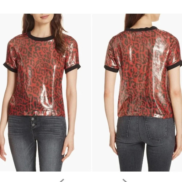 Alice & Olivia metallic leopard print cropped top 17949 - Picture 3 of 7